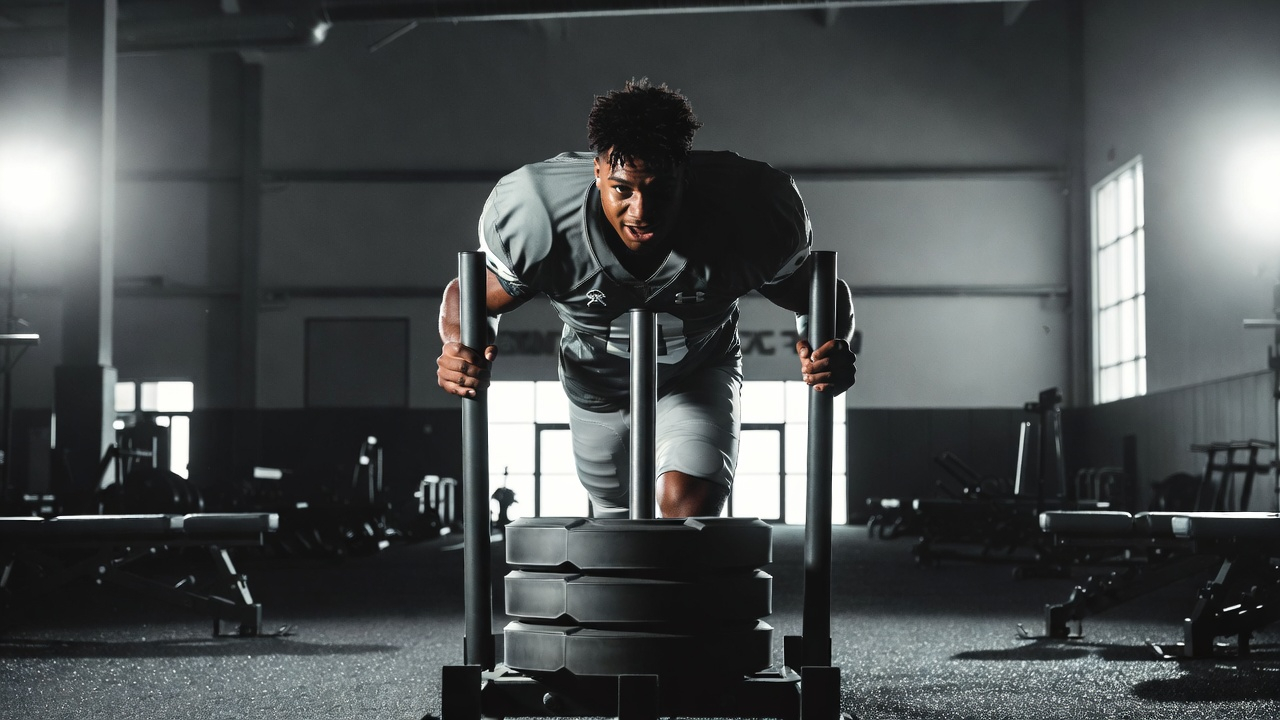 Athlete training with weighted sled